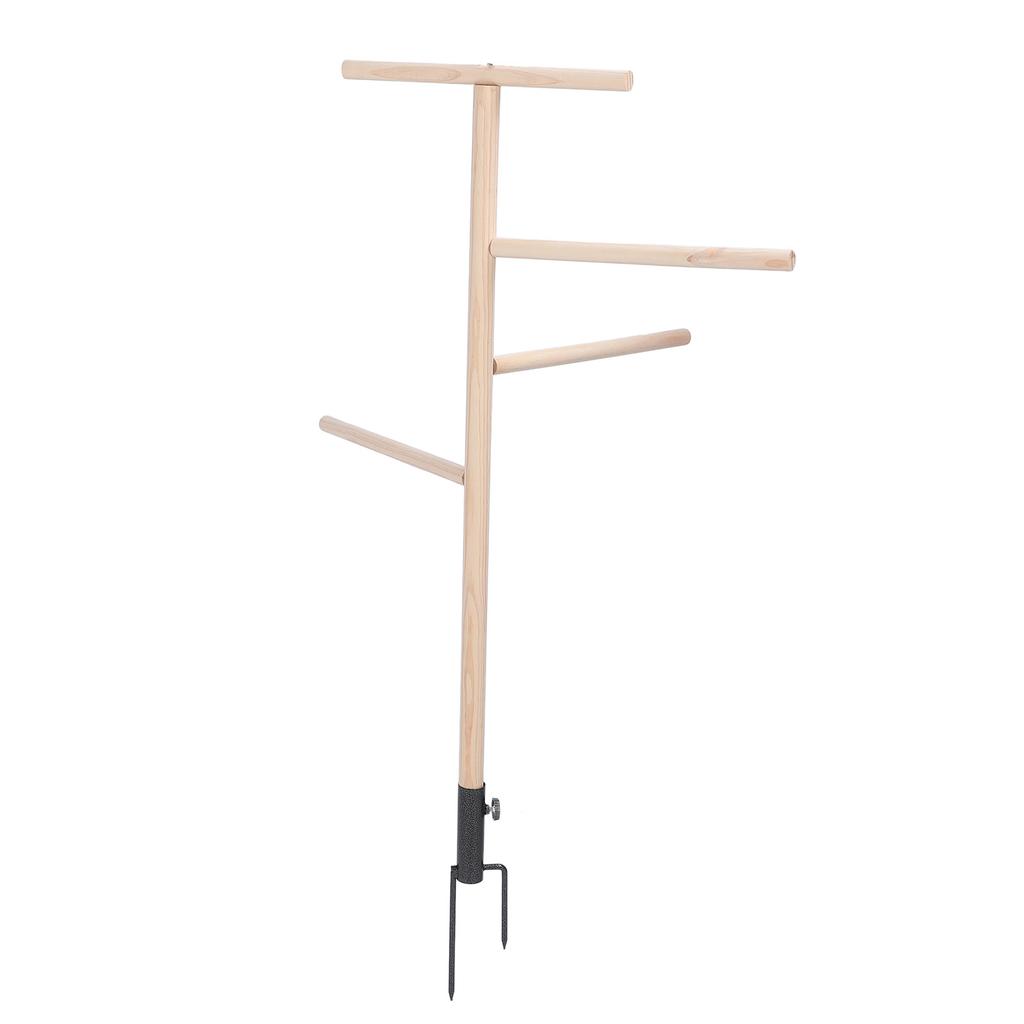 Chicken Perch Toy for Coop Wooden Chicken Roost Stand with Iron Ground Plug Chicken Coop