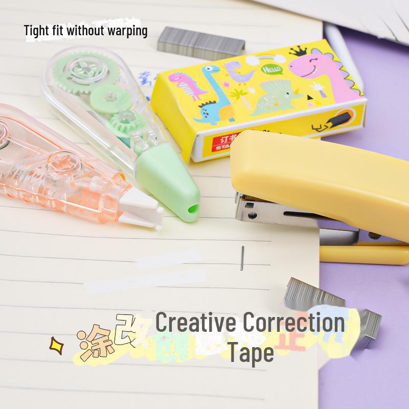 Colorful Cartoon Stapler & Correction Tape Set for Students
