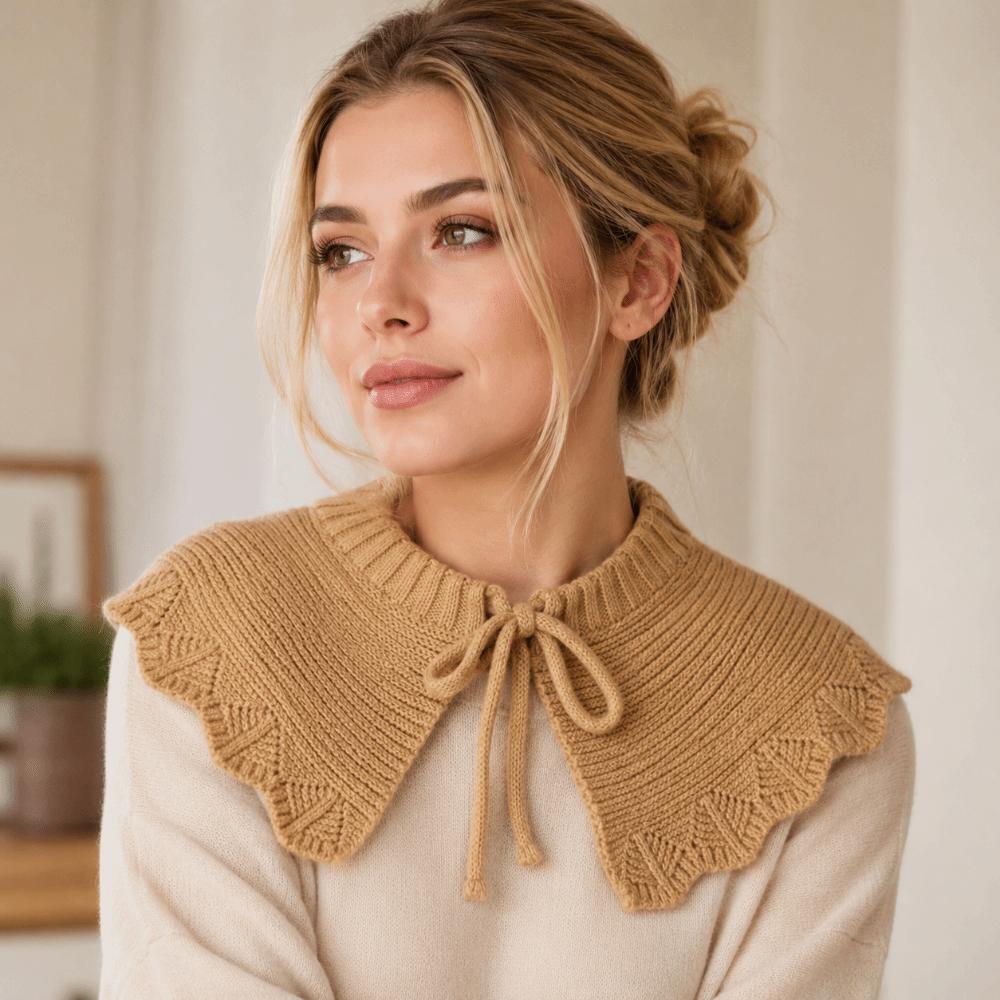 Detachable Fake Collar Hollow Knitted Shawl Collar Accessory New Drawstring Sweater Collar Winter