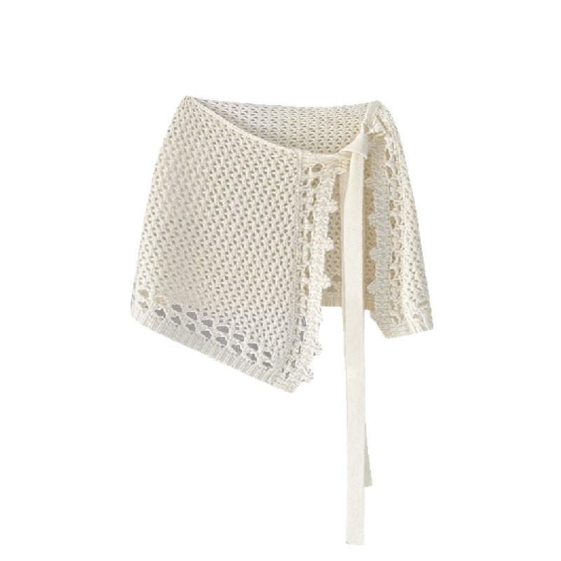 

Korean 3D Crochet Lace-Up One-Piece Summer Skirt with Shawl S