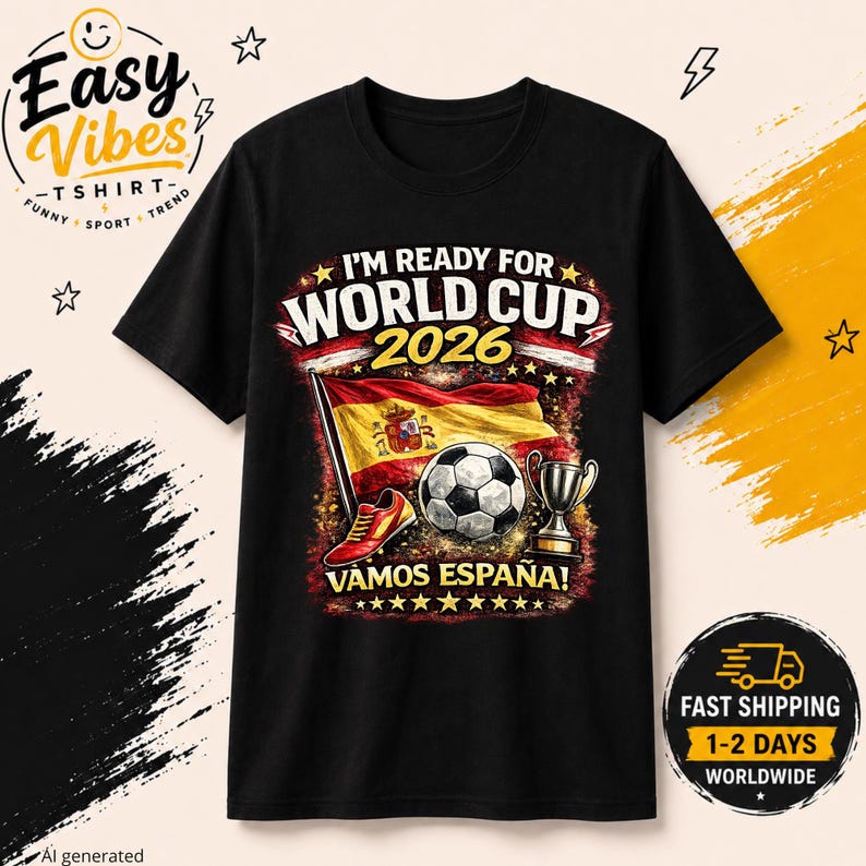 Vamos España Soccer Shirt | World Cup 2026 Shirt | Spain Football Fan Tee | Spanish Soccer Supporter T-Shirt | Spain Soccer Lover Tee 3XL