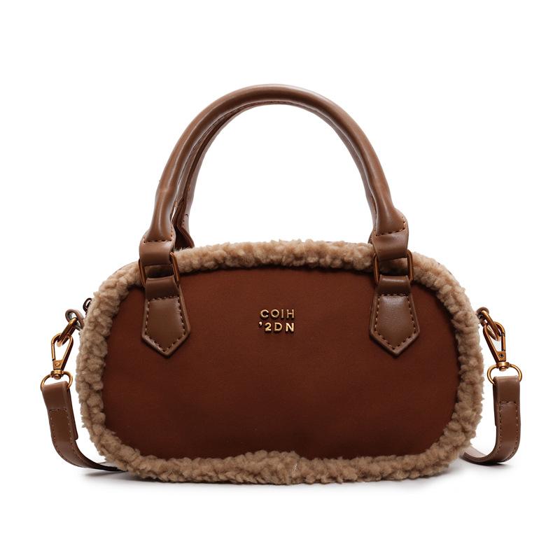 

Осень и зима ретро высококачественная текстура универсальная портативная сумка-подушка женская для поездок на работу нишевая меховая интегрированная сумка-мессенджер женская коричневый