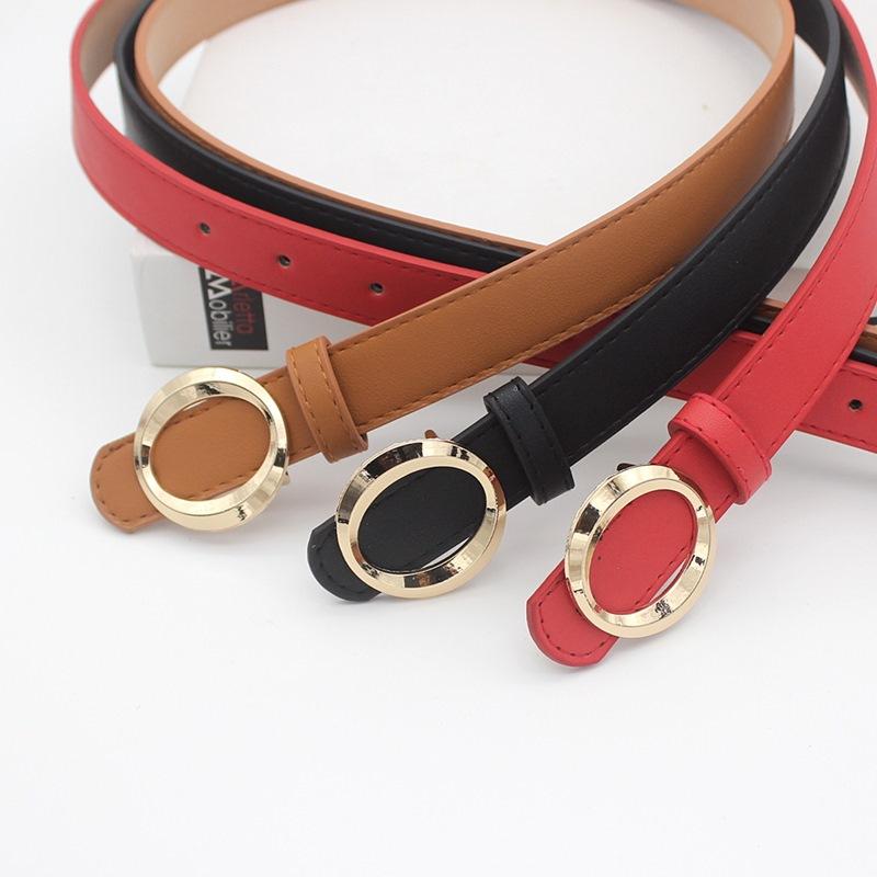 Student Jeans Decorative Pu Belt Women'S Circle Gold Alloy Multi-Colored Belt Women'S