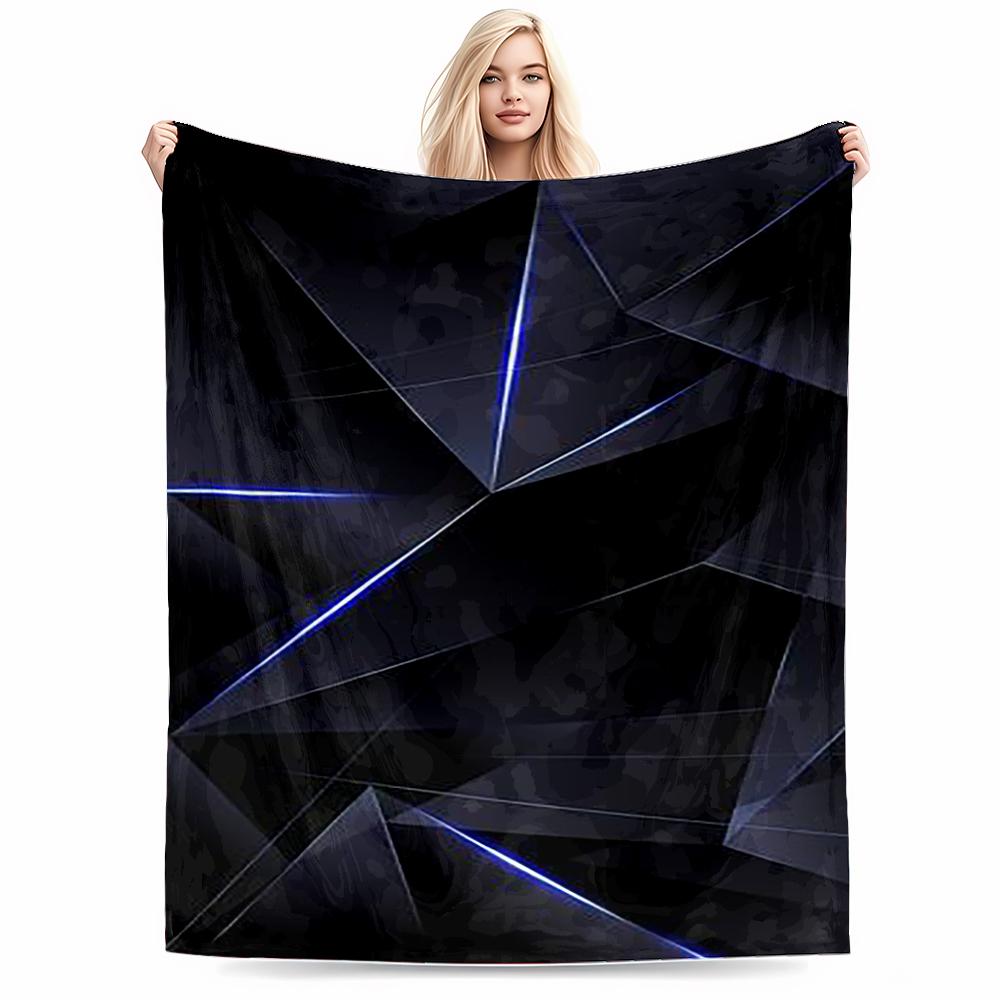Geometric Dark Elegance Pattern Flannel blanket for bedroom, living room, sofa, and nap