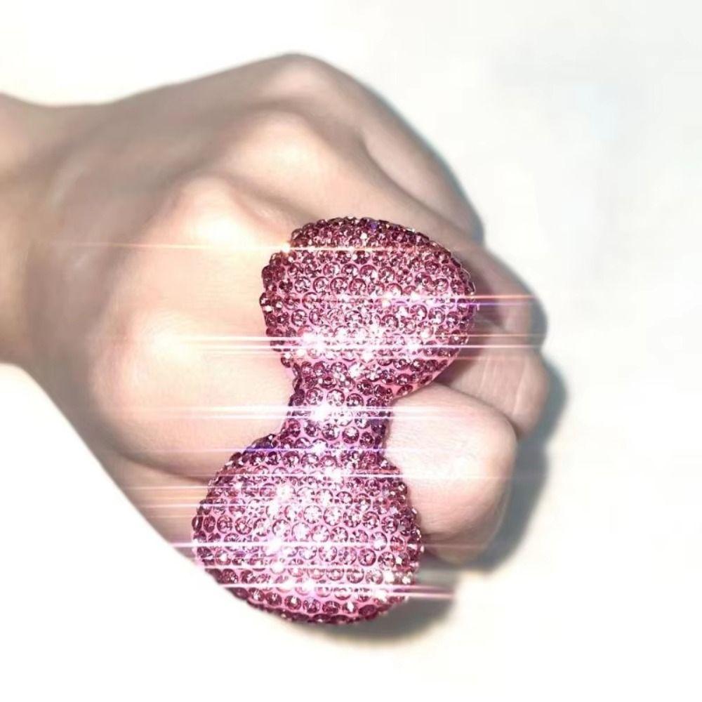 Glitzer-Schleife Damen Fingerring Verstellbar Y2k Millennial Ring Trendige Rosa Schleifenringe Finger-Anhänger