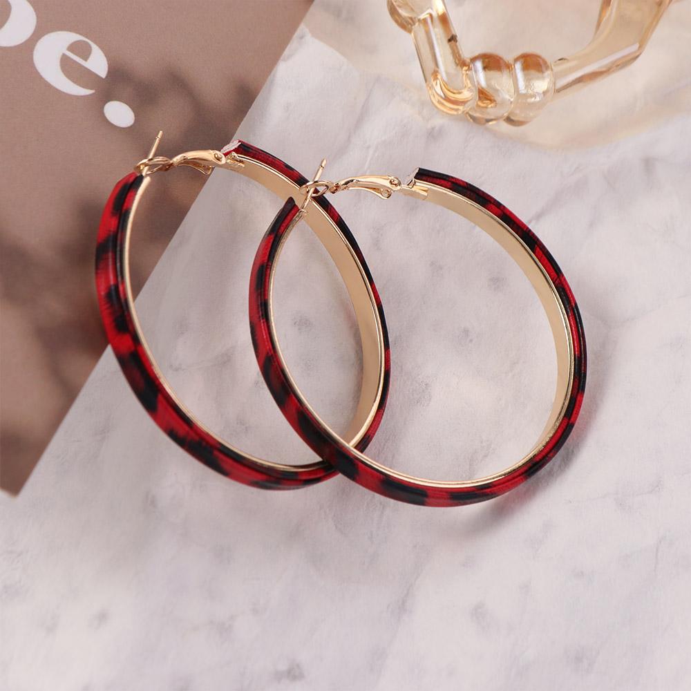 Y2k Resin Hoop Earrings Circle Women's Jewelry Vintage Leopard Hoop Earrings Gift