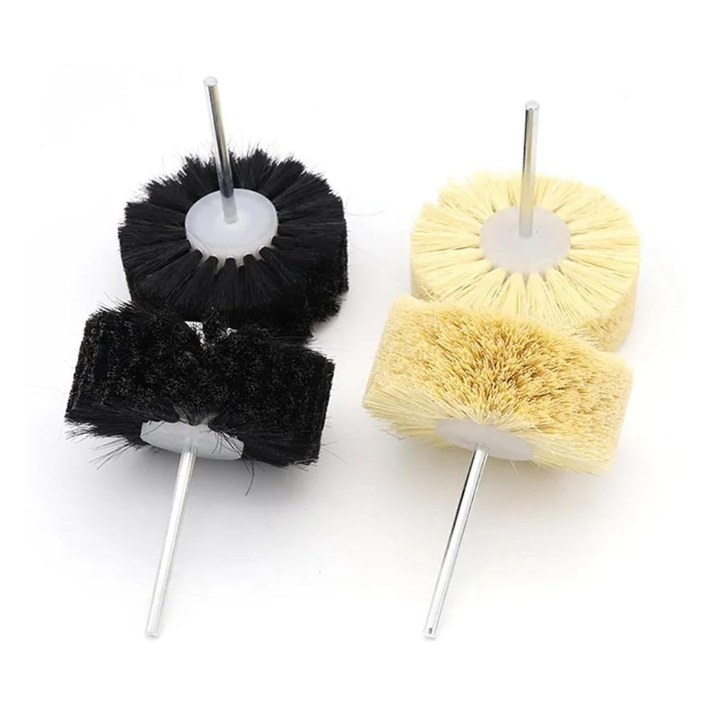 1pcs Abrasive Sisal Filament or Pig Hair Brush Polishing Grinding Buffing Wheel Woodworking for Furniture Rotary Drill Tools(Black Brush)