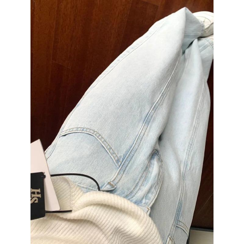 Light-colored Retro Wide-leg Pants Women's Scimitar Pants Jeans Spring Clothes New Hip-covering and Thin Sickle Pants Banana Pants