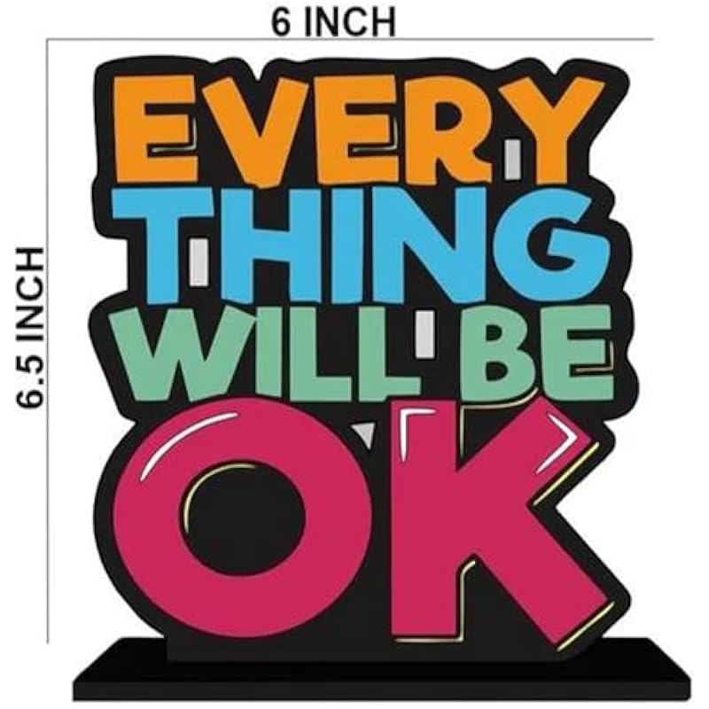Ofixo Wooden Showpiece Motivational Quotes Everything Ok Tabletop Home Decoration Small