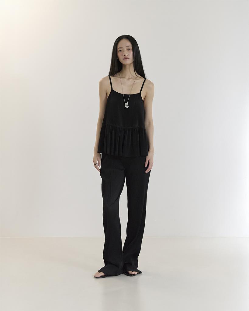 CURRENT Pleats Long Pants(Black)