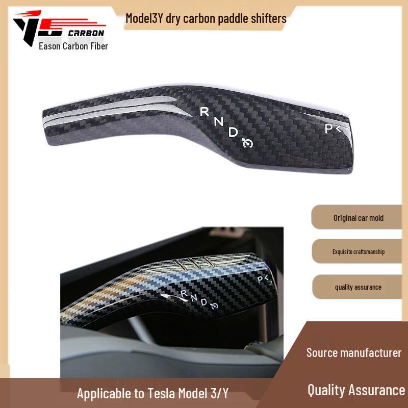 Fits Tesla Model 3 (2019-IN) Dry Carbon Fiber Paddle Shifter Shell Add-On