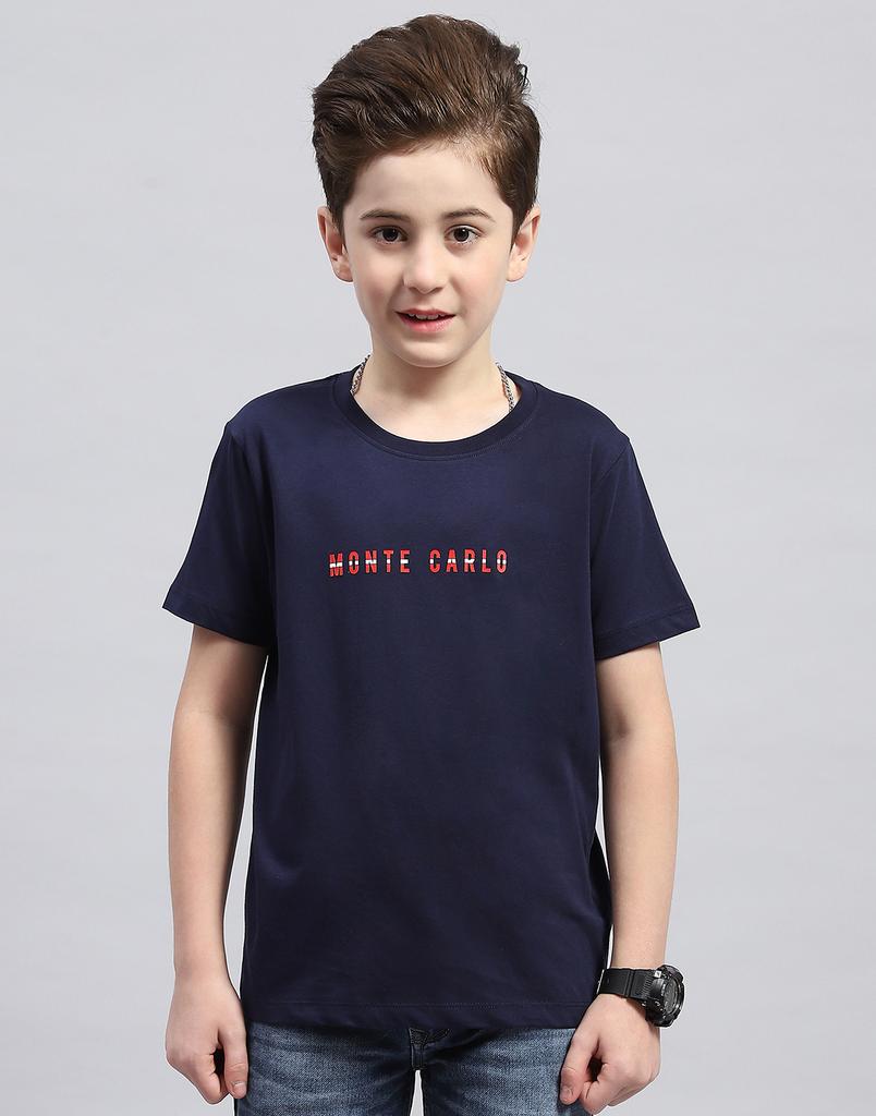MONTE CARLO Boys Red Printed Round Neck Half Sleeve Regular Fit T-Shirt