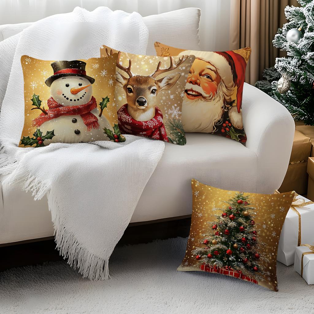 Golden Christmas decoration Cushions Pillowcase Polyester Cushion Cover Throw Pillow Sofa Decoration Pillowcover Home Decor