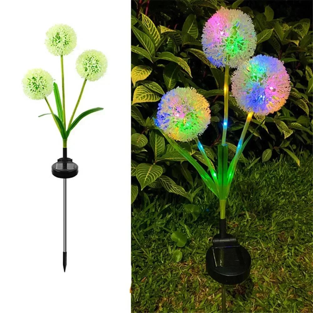 Solar Dandelion Flower Lights 3 Onion Head Outdoor Garden Decoration for Lawn Yard Wedding Christmas Decor