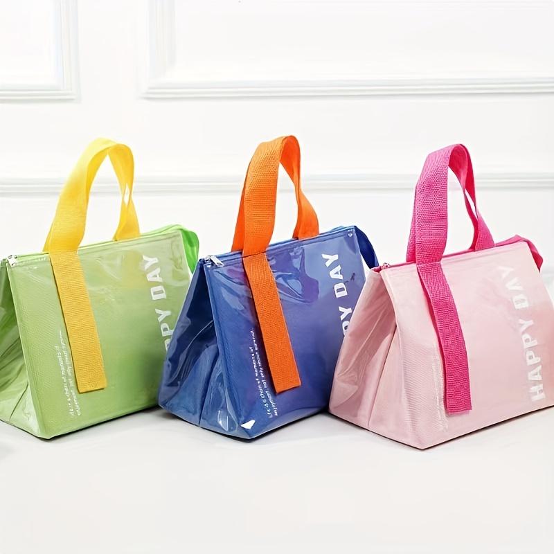 1pc Insulated Lunch Bag,PET Material,Square Shape,Large Capacity Portable Bento Box Carrier with Thermal Ware, with Hand Wash Operation Instruction