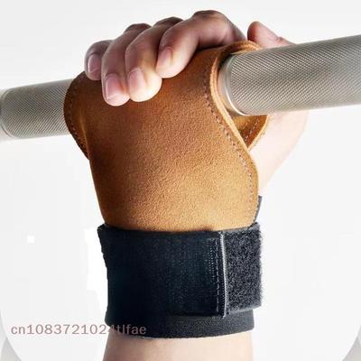 Double Layer Rubber Gloves with Wrist Straps, Weight Lifting Grips Suitable for GYM Deadlift Training, Bench Press &Pull-Ups