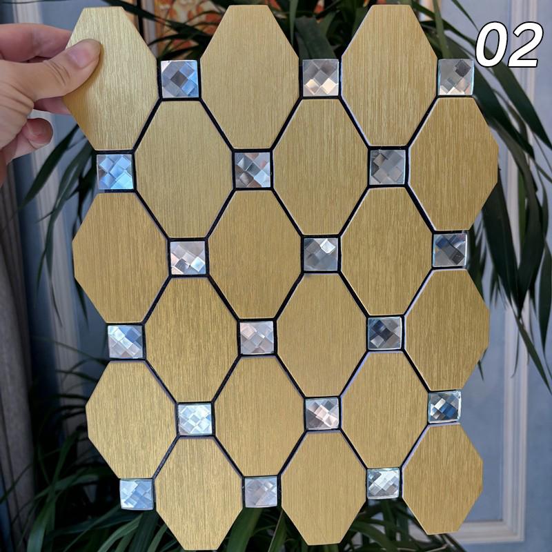 4 Pcs Aluminum-plastic Self-adhesive Mosaic Wall Stickers Peel And Stick Backsplash Tiles Bathroom Living Room Background Decor
