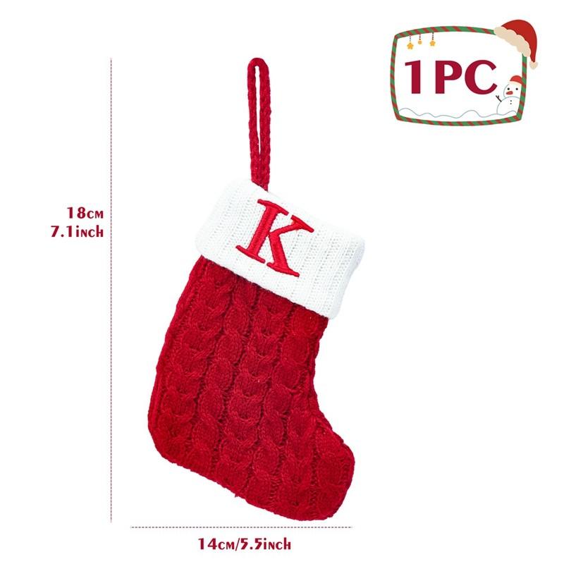 Christmas Socks Red Snowflake Alphabet Letters Knitting Stocking Christmas Tree Pendant Decoration For Home Xmas New Year Gift