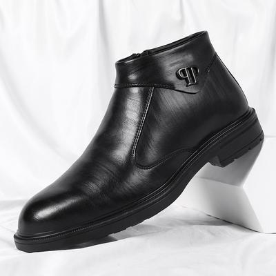 Klasické Čierne Pánske Kožené Topánky Business Casual Vysoké Šaty Topánky Muž Vysoko Kvalitné Zipsovacie Kotníkové Topánky Muž botas para hombre