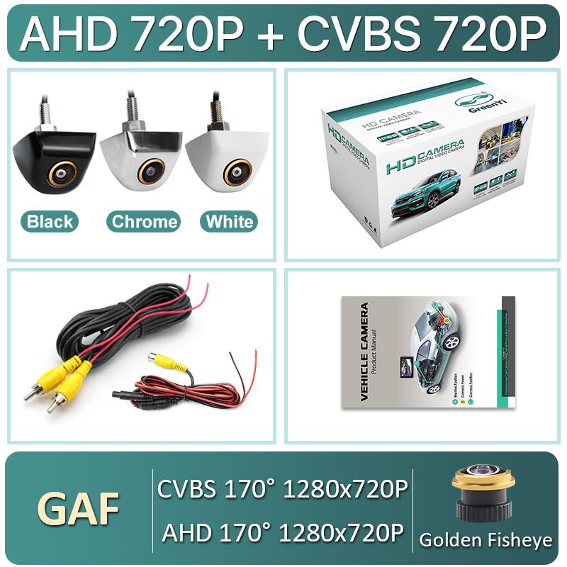 

GreenYi HD 720P/1080P ночное видение золотой объектив автомобильная камера заднего вида AHD CVBS для Android DVD AHD монитор Chrome-Case