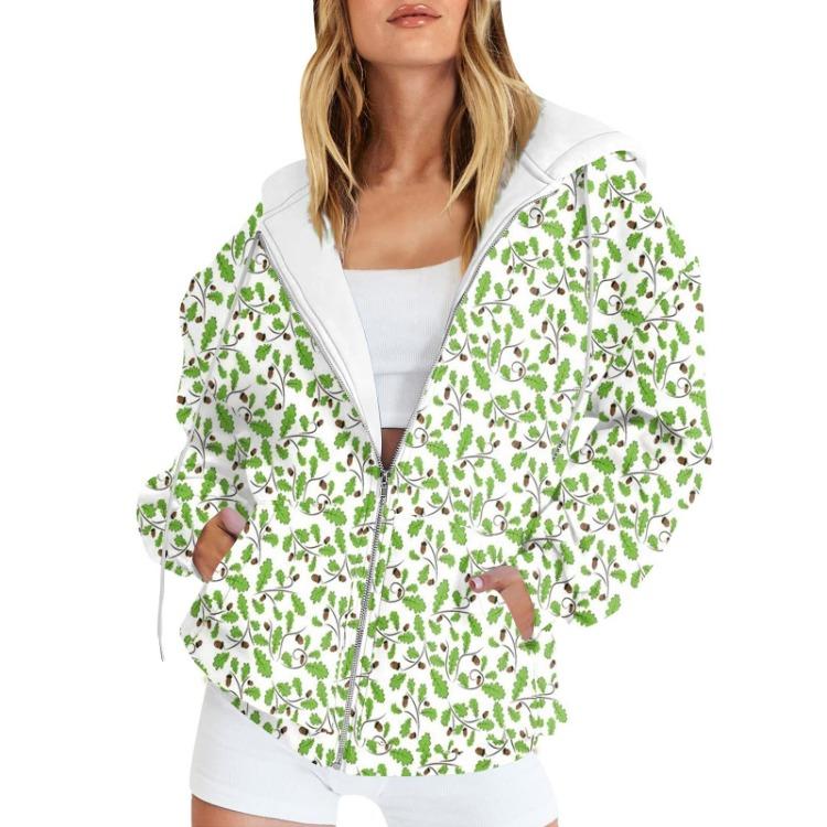 Hanorac Casual cu Imprimeu Floral pentru Femei Jachetă cu Fermoar cu Mânecă Lungă Îmbrăcăminte Sport Îmbrăcăminte Exterioară Buzunar Cardigan Modă Toamnă Iarnă