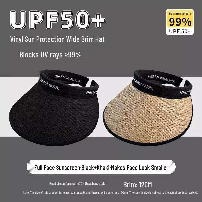 Women's Wide-Brim Straw Sun Hat with UV Protection and Headband