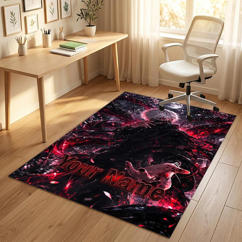 Personalized Crystal Velvet Carpet,Tokyo Ghoul Custom Printed Name, Plush Area Rug For Home Indoor Decor