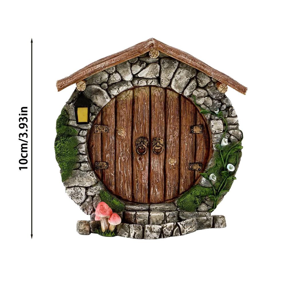 Garden Fairy Door Decoration With Wooden Tree Design For Outdoor Yard Decor