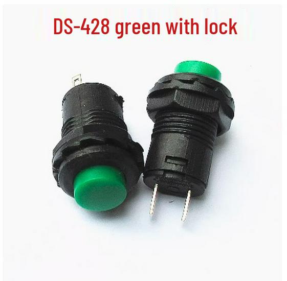 DS-428/427 Self-Locking Round Button Switch with Lock, Self-Reset 12MM, Red/Green/Yellow