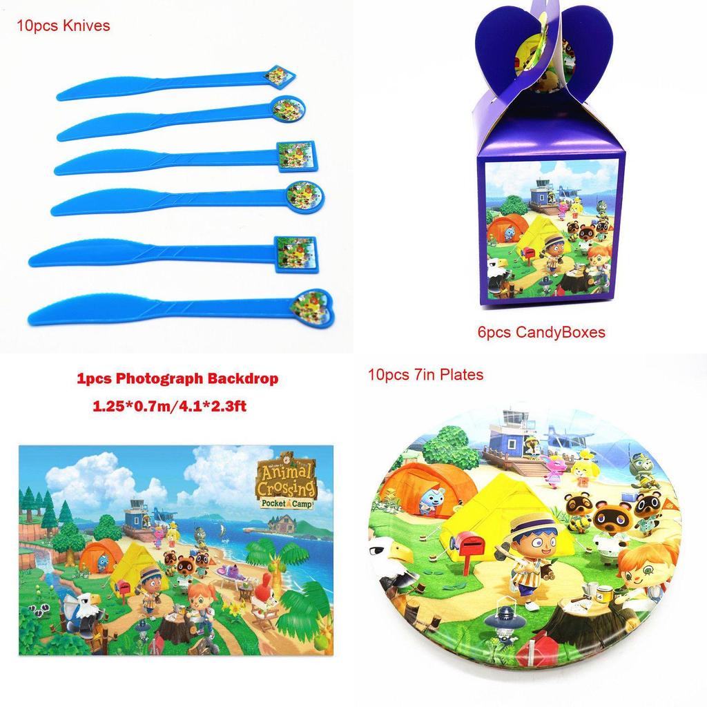 Adorable Animal Crossing Party Supplies For Kids Enhance Birthday Atmosphere With Plates And Tablecloth