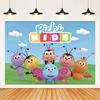 Cartoon Photo Backgrounds Bichi Kids 1st Birthday Party Baby Shower Decoration Rainbow Ant Doll Friends Photo Background