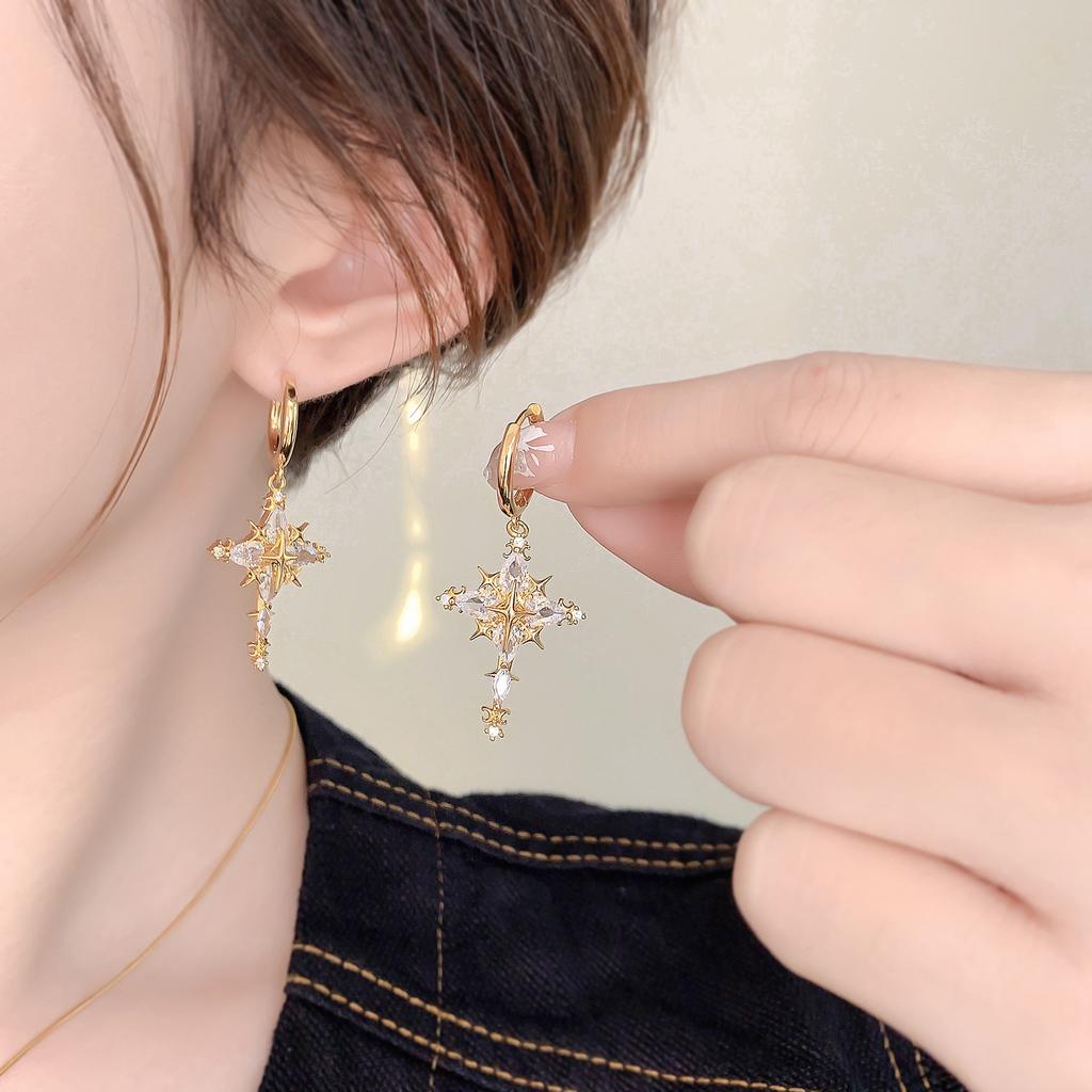 Zircon Cross Pendant Necklace Jewelry for Women with Hypoallergenic & Style Dangle Chain Gifts Fall/Winter Collection Banquet