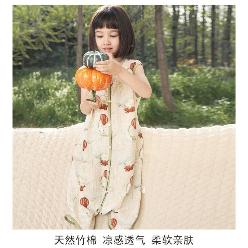 Bamboo Cotton Sleeveless Toddler Sleep Sack AC Room Lightweight Breathable Baby Sleeping Bag 1-3 Years