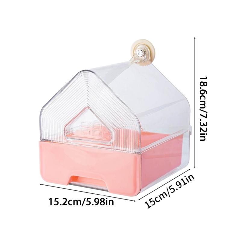Clear Bird Bath for Cage with Large Space for Parrots and Quakers Easy To Install Bottom Drawer Hanging Bird Bathtub Box