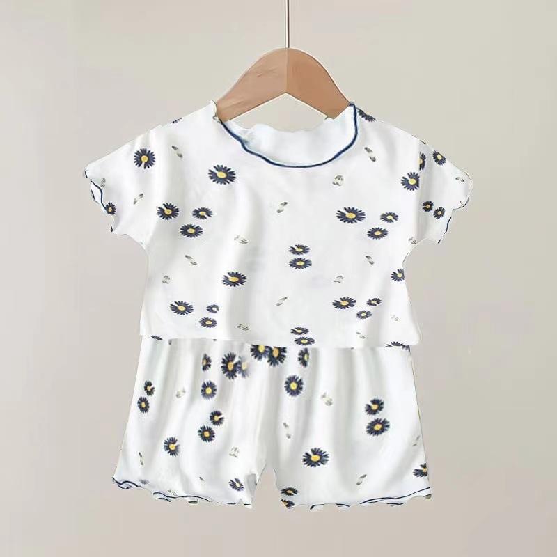 2Pcs/Set Baby Girls Strawberry Pajamas Set Summer Short Sleeve Thin Toddler Kids Sleepwear Infant Home Wear Clothes