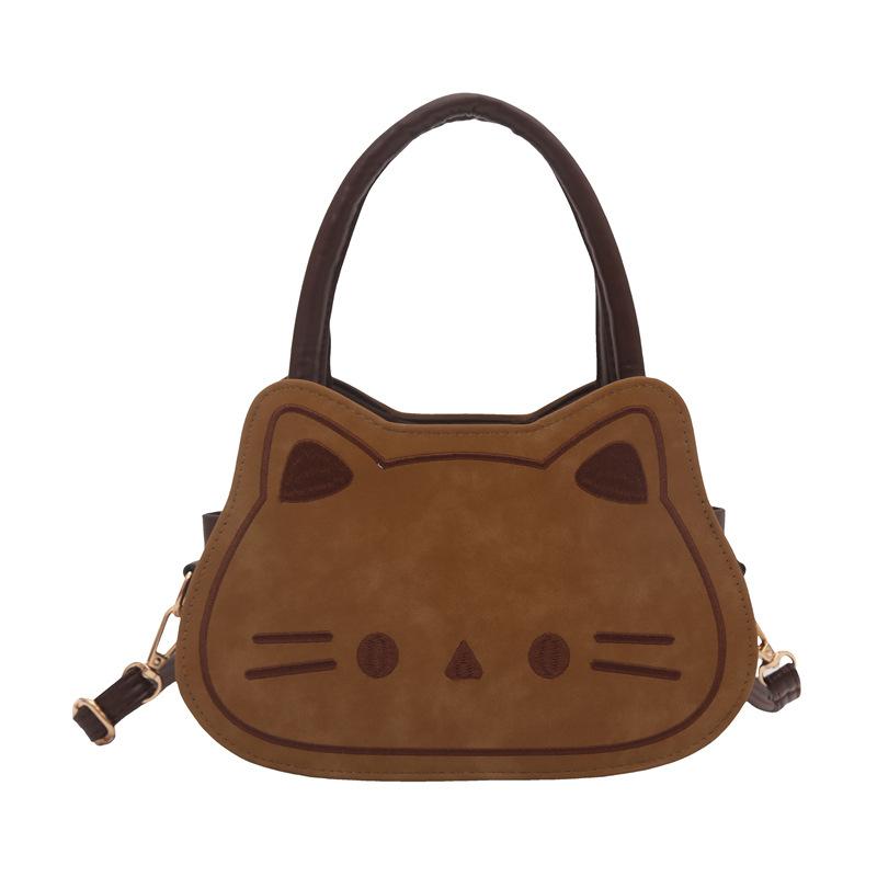 

Cute kitten bag college style simple shoulder messenger bag design daily feeling autumn women s diagonal cross bag коричневий