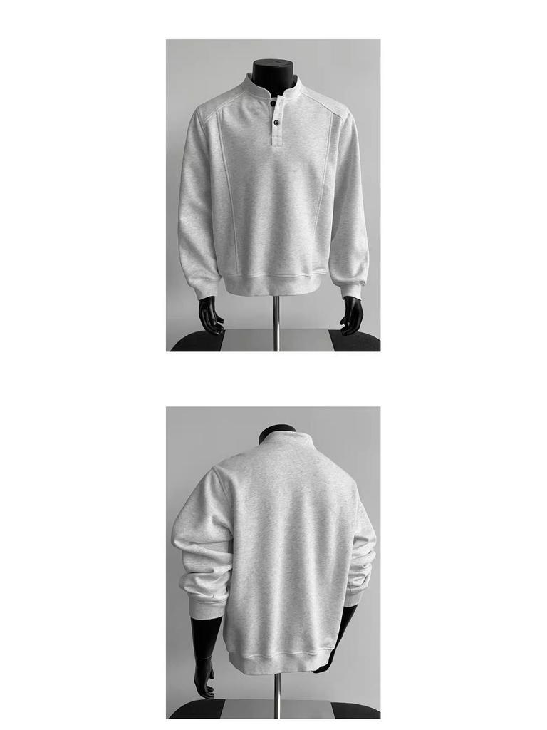Henry Herren Halbhoher Kragen Sweatshirt: Herbst/Winter Trendiges Langarm-Oberteil, Amerikanischer Cleanfit, Ohne Kapuze.