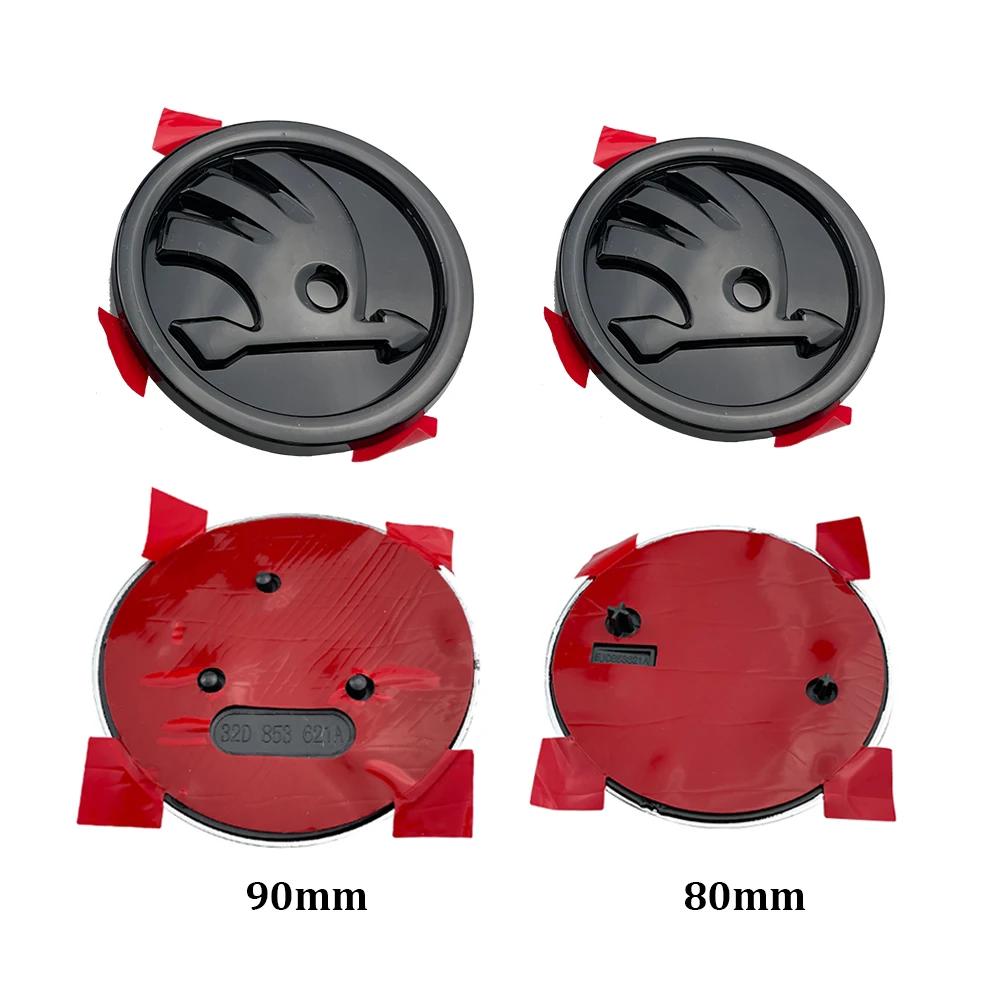 2026 Hot 2Pcs 80mm 90mm Emblem For Skoda Fabia 1 2 Octavia A7 RS Superb Rapid Yeti Karoq Vision Car Head Front Rear Boot Tailgat