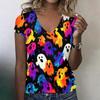 Women's V-Neck Halloween Print Blouse Lightweight Spring Summer Top
