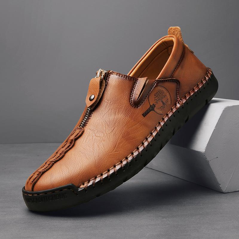 2025 Popular Leather Shoes Men's One-pedal Sewn Sole Casual Men's Loafers Large Size Men's Shoes 4748