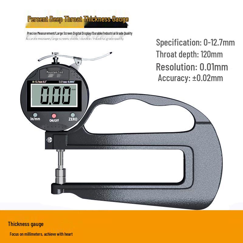Shan Ce High-Precision Digital Thickness Gauge for Film & Leather Measurement 0-12.7mm, Percent, Large Span
