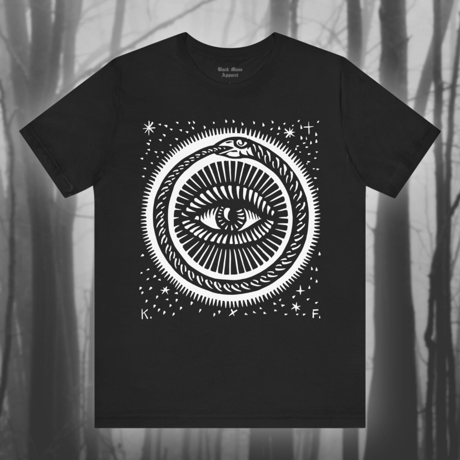 Ouroboros, Karl Hugo Art T-Shirt, Snake Shirt, Vintage Occult Art, All-Seeing Eye Tee, Astrology, Gothic Fashion Unisex Short Sleeve Tee S