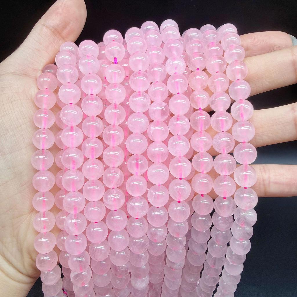 Natural Pink Crystal Round Beads for DIY Jewelry Making - Bracelet & Necklace Accessories