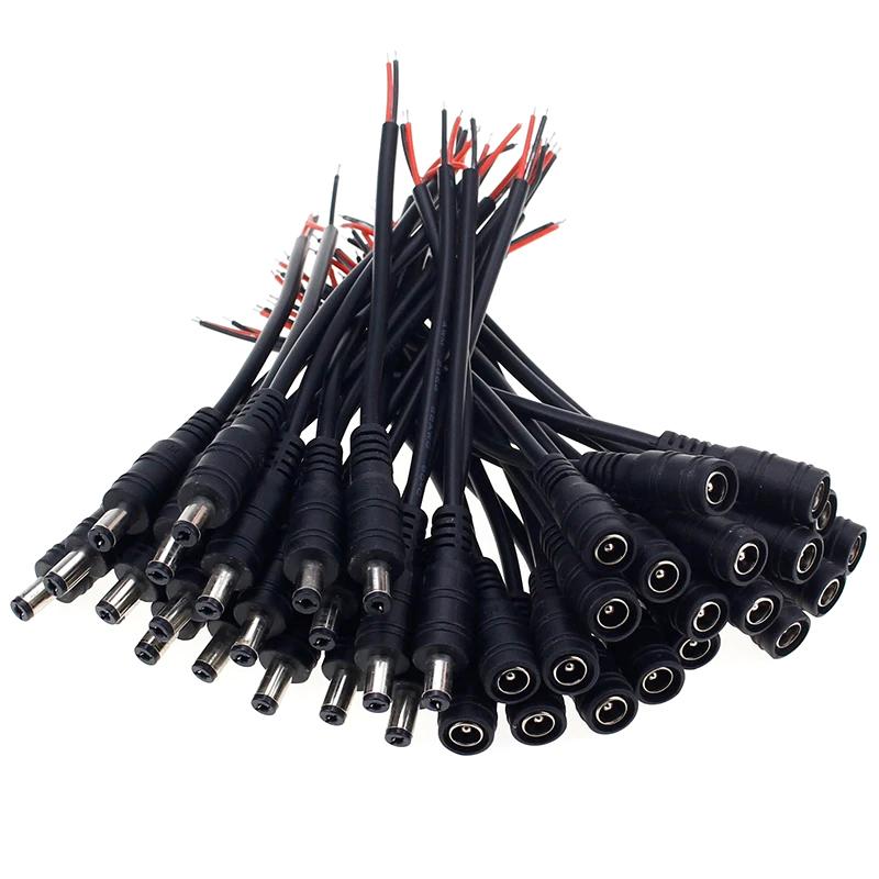 10 Adet Dc Güç Pigtail Kablo 22Awg Dişi Erkek 5.5Mm X 2.1Mm Konnektör 12V Güç Kaynağı Adaptörü Cctv Kamera Dvr Led Şerit İçin
