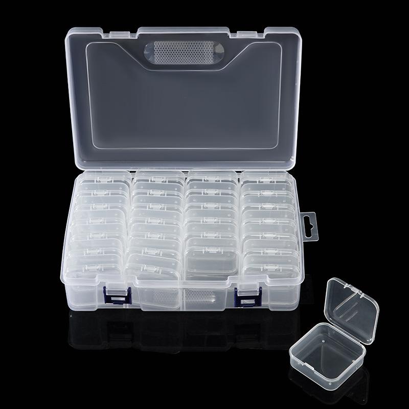 Double-Layer 8-Set Box 28-Grid Flip Cover Storage Box Diy Jewelry Handmade Material Packaging Storage Box Transparent Plastic Box