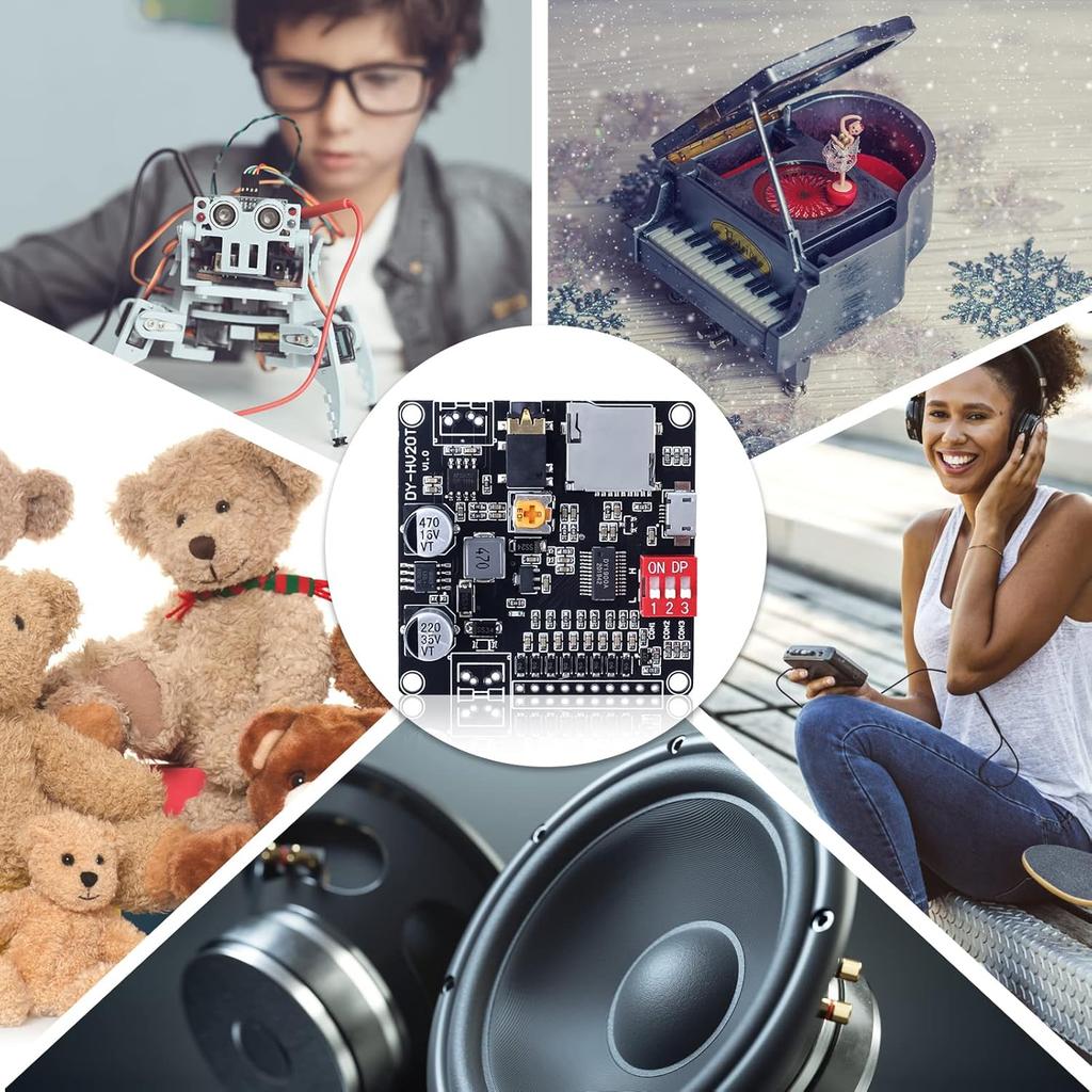 20W Voice Playback Module, PEMENOL DC 6-35V Sound Board USB Downloadable Music Player 24-bit DAC Output MP3 WAV Support TF Card 32GB Max for