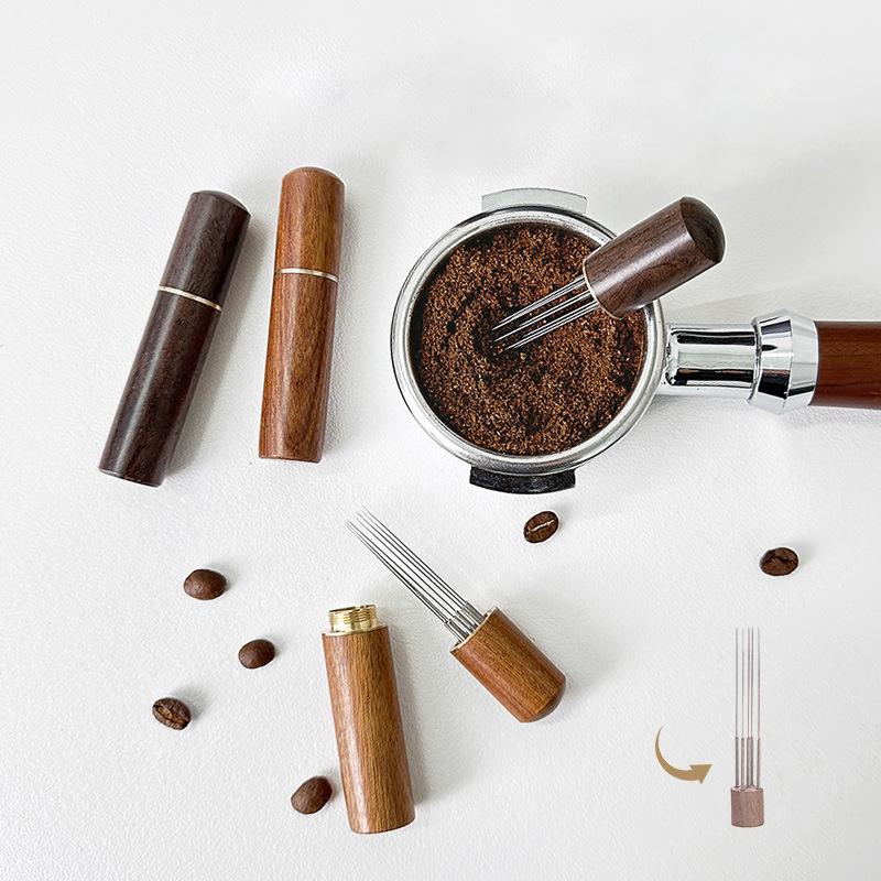 6 Needle Coffee Powder Tamper Espresso Coffee Stirrer Coffee Accessories Wood Handle Distributor Cafe Tool Barista