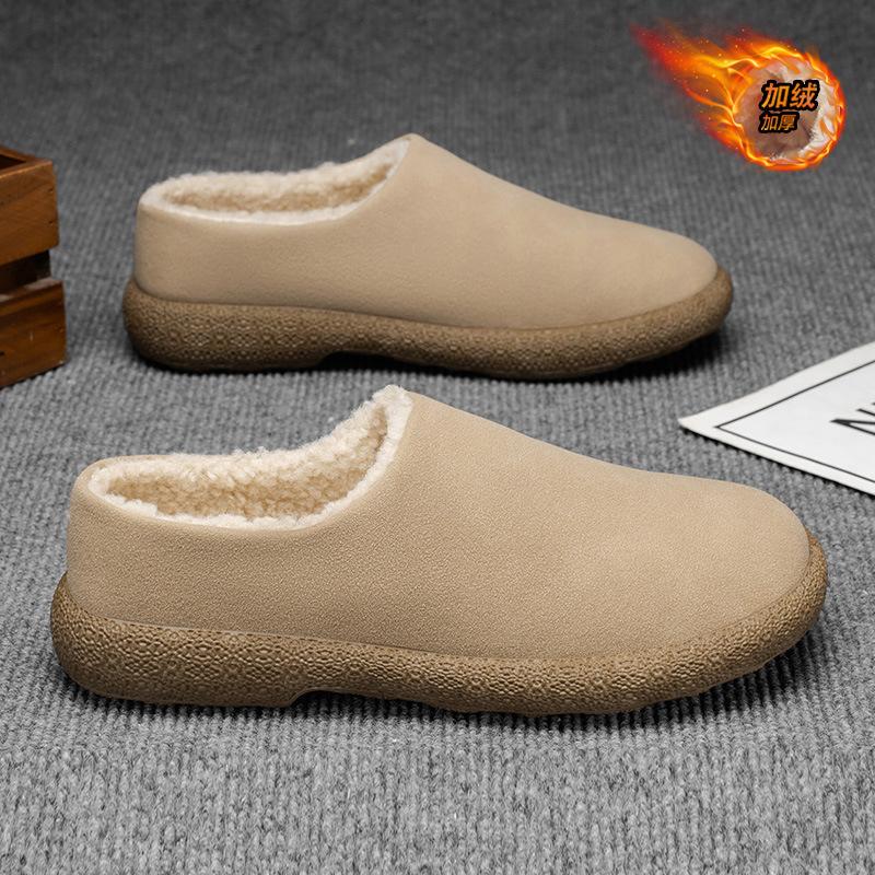 Baotou cotton slippers winter velvet thickened warm cotton shoes waterproof and non-slip bag and slippers