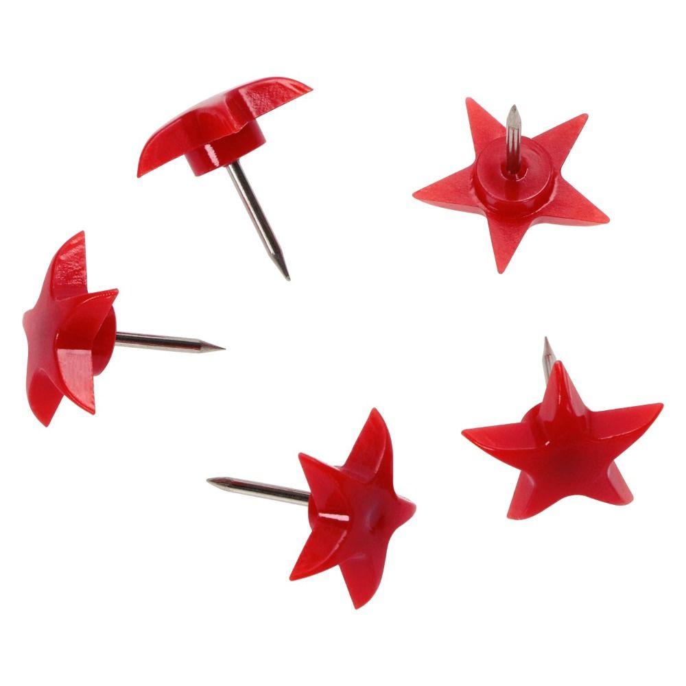 

100 Pcs Red Five Pointed Star Nails Metal Manual Positioning Needles Big Head Nails Office