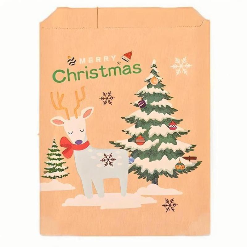 

20 шт. Подарочные пакеты «Счастливого Рождества» Санта-Клаус Крафт-бумага Пакет для конфет и печенья Рождественские сувениры Рождество 2025 Сделай сам Адвент-календарь as the picture